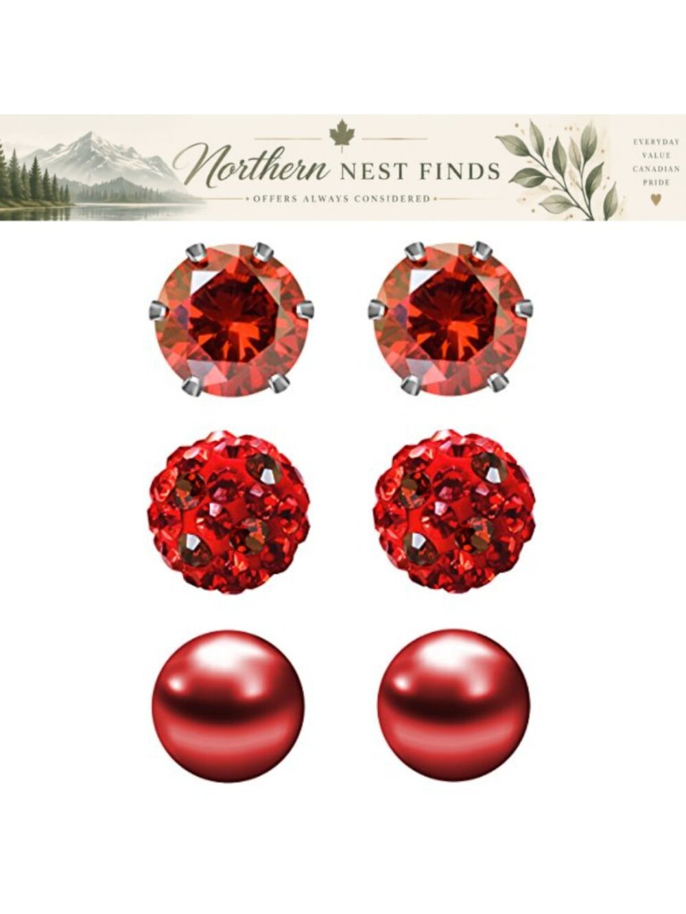 Cubic Zirconia Rhinestone Faux Pearl Stainless Steel Stud Earrings Set